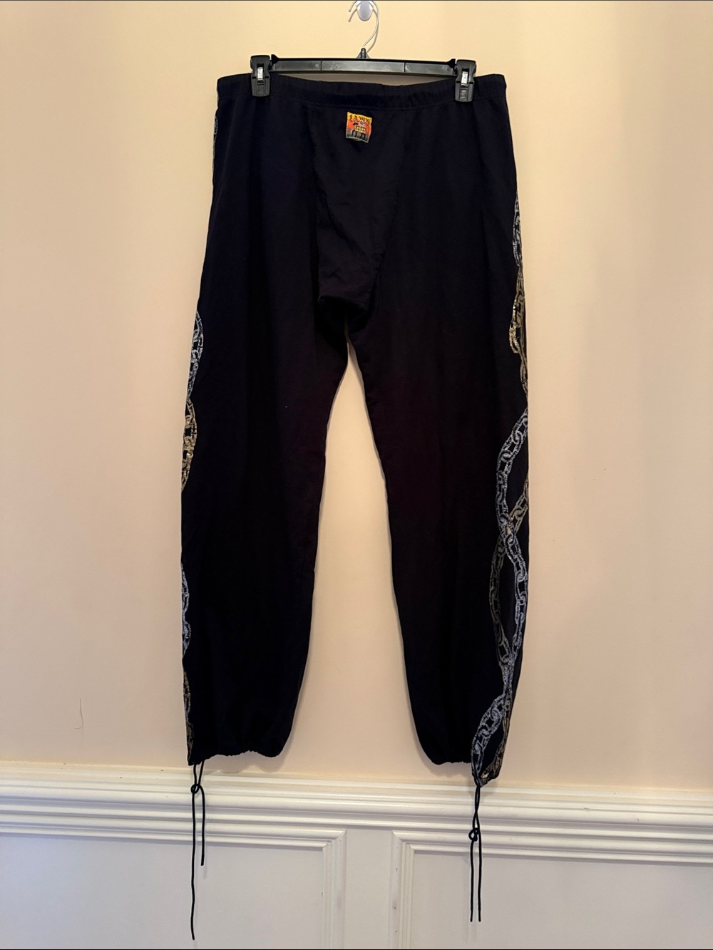 LAMB Black Men's Jogger Pants with Side Chain Print Size XL - Picture 3 of 6